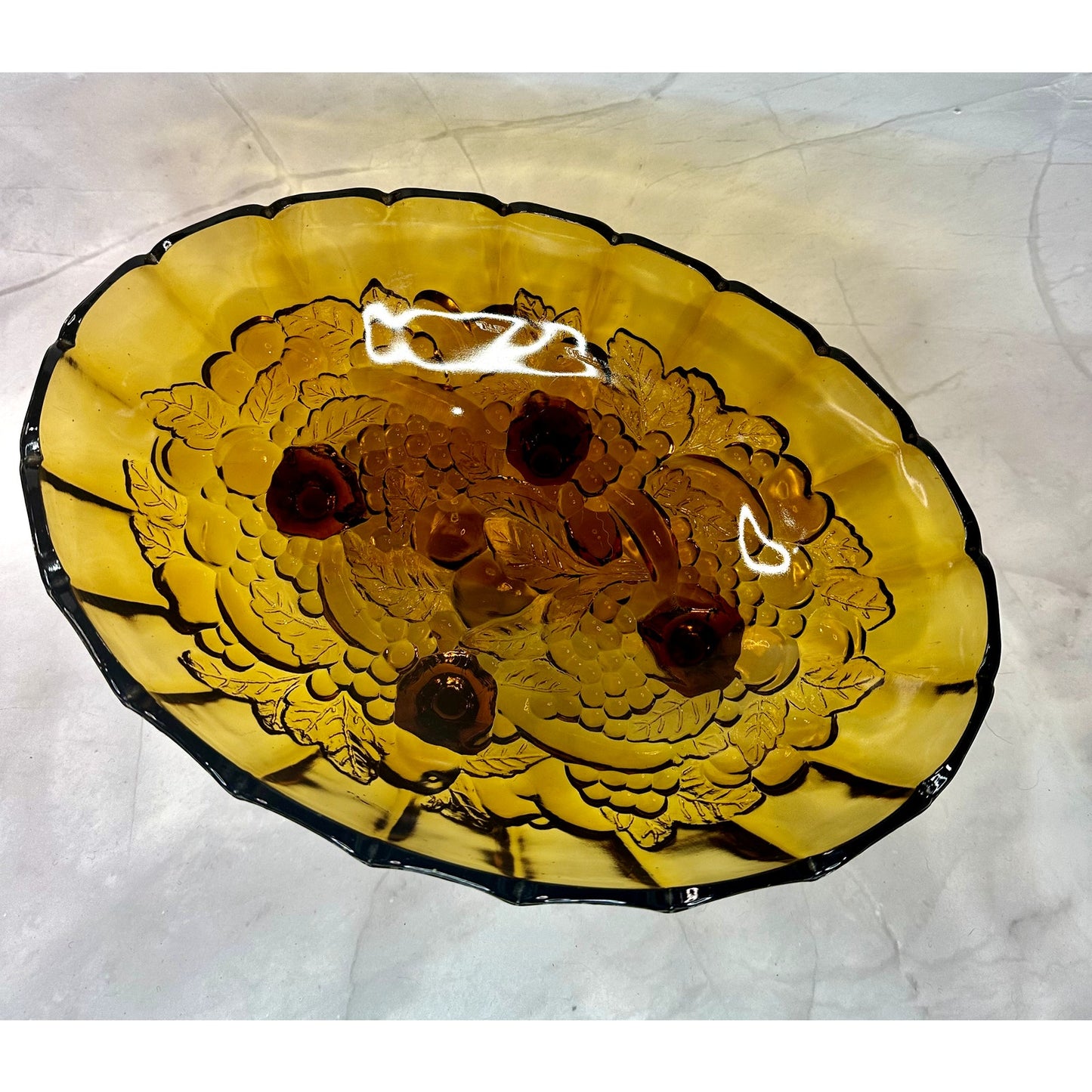 Carnival Glass Harvest Amber Fruit Bowl