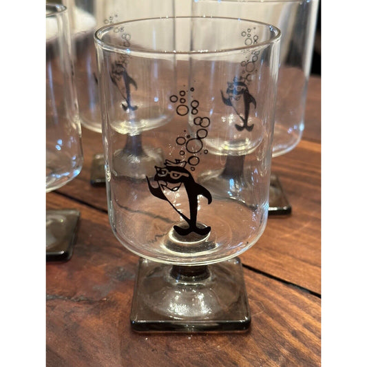 STARKIST Charlie Tuna Square Smoke Gray Pedestal Glasses