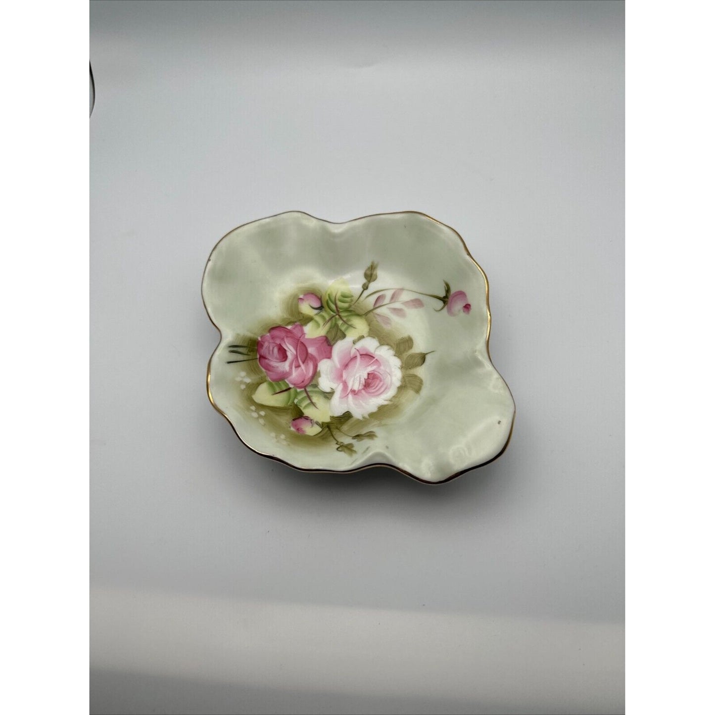 Vintage Lefton China #1860 Heritage Rose Trinket Dish/Candy Dish 6.75".