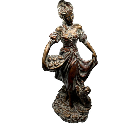 Austin Sculpture " Morning Walk" Woman and Dog Branded 1992