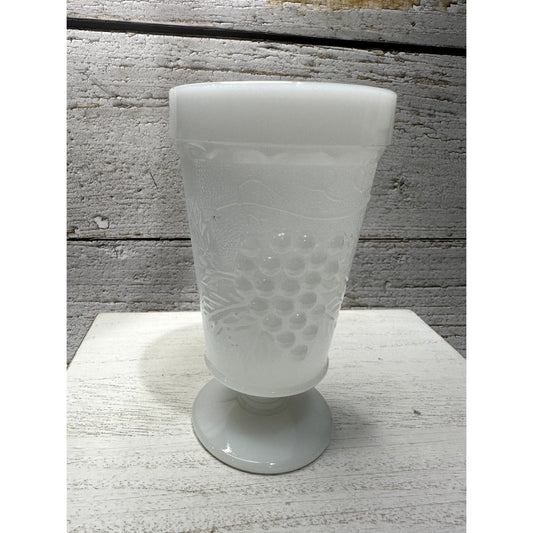 Milk Glass Goblets Vintage Embossed Grapes set of 8 1960's Era