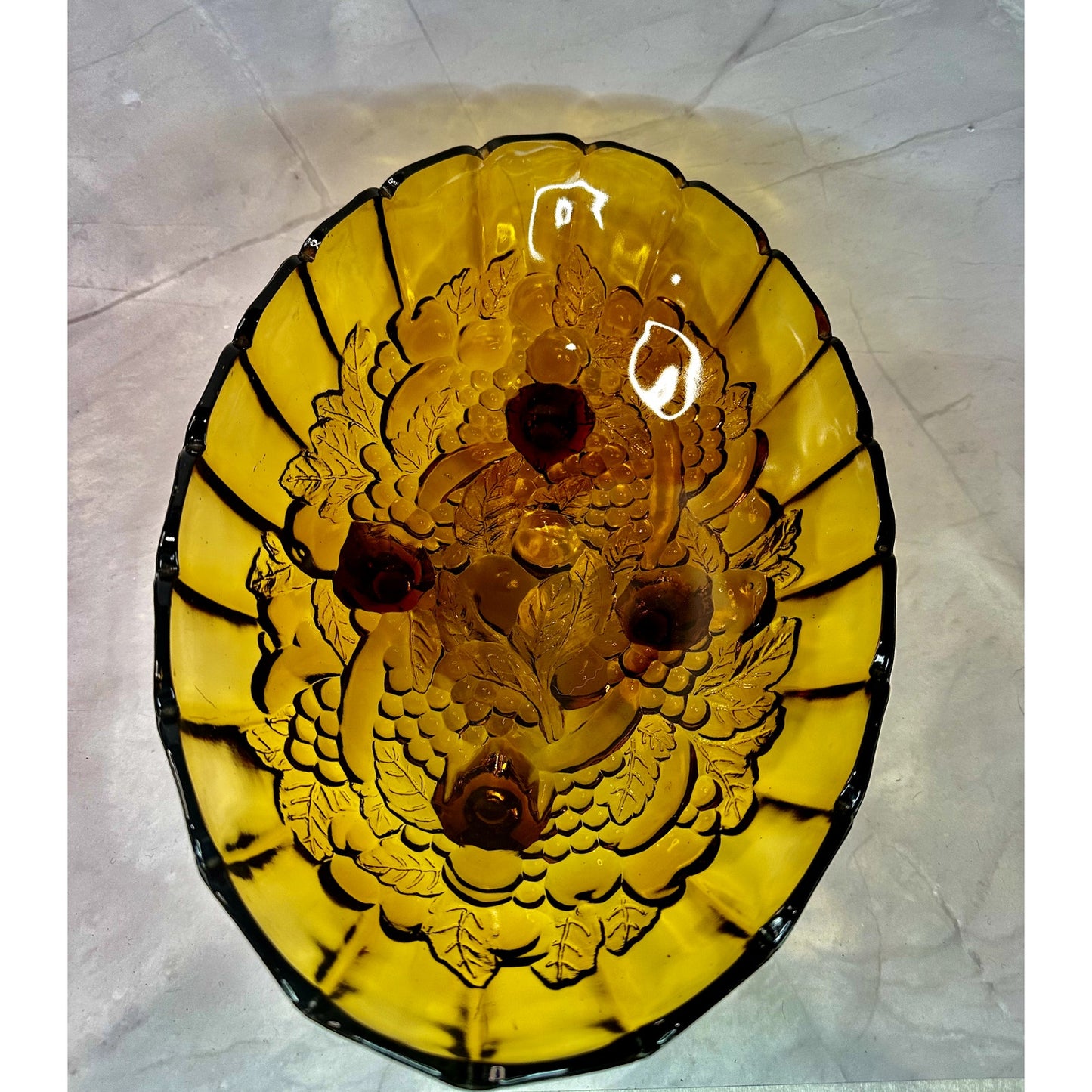 Carnival Glass Harvest Amber Fruit Bowl